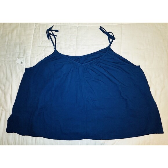 OLD NAVY Tie Shoulder Cami Swing Loose Flowy Tank Top Navy‎ Blue SIZE 4X NWT - Picture 2 of 8